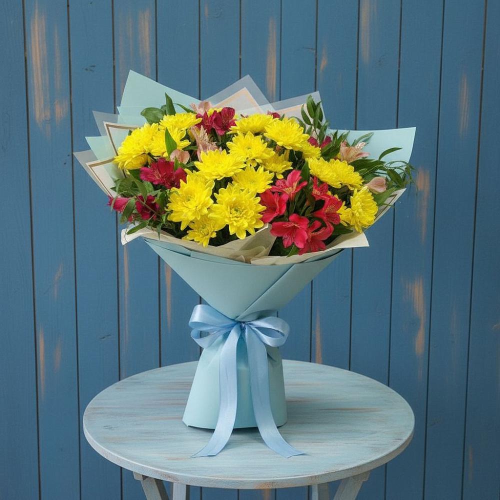 Букет цветов из: Альстромерии и Хризантемы в Емельяново