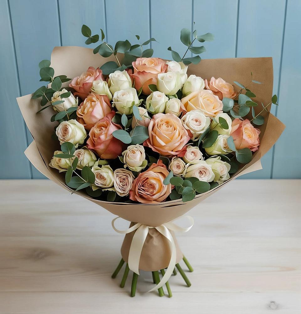 Букет цветов из: Альстромерии и Розы в Емельяново