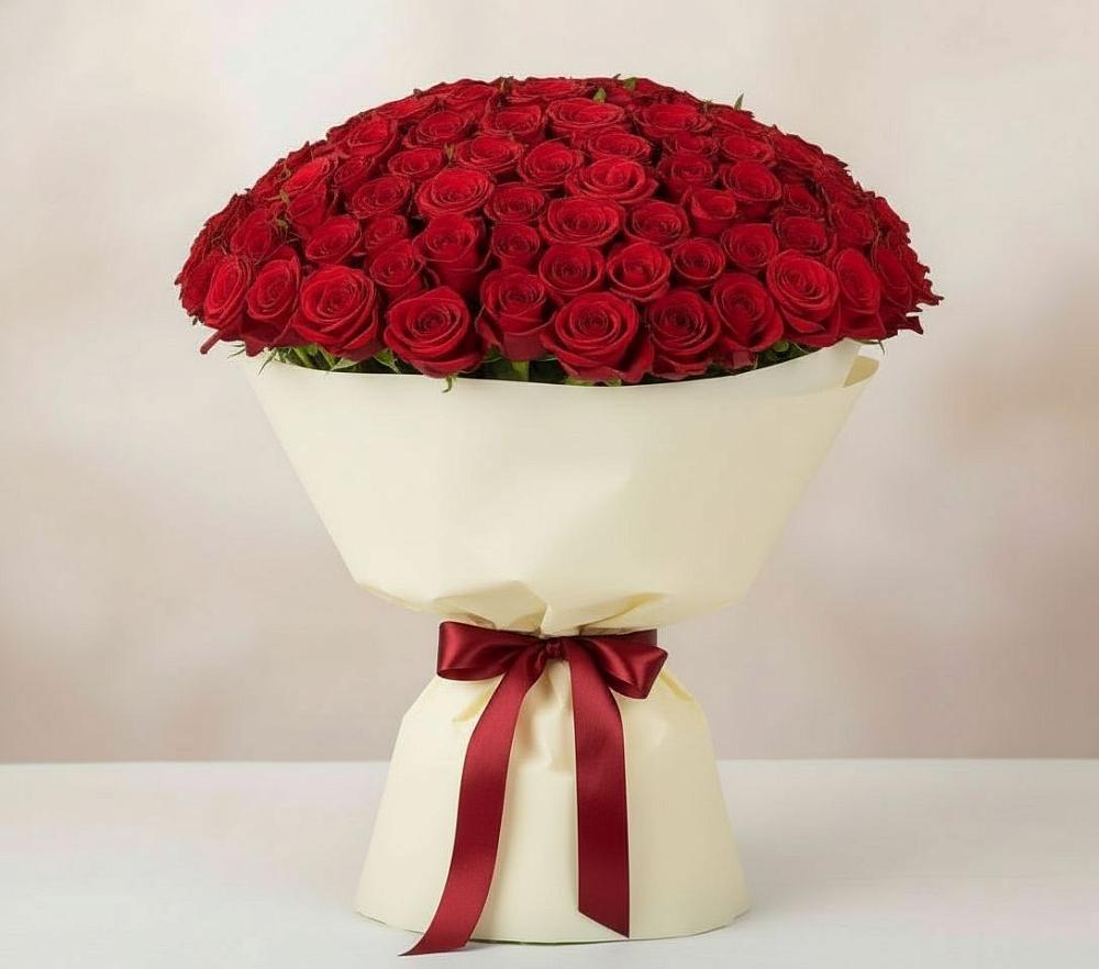 Букет 101 Красная роза Милано в Емельяново