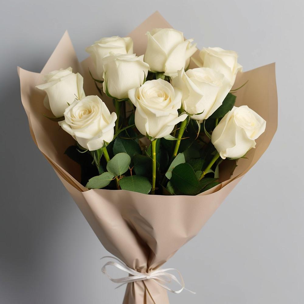 Букет 9 Белых роз Эдлесс Лав в Емельяново