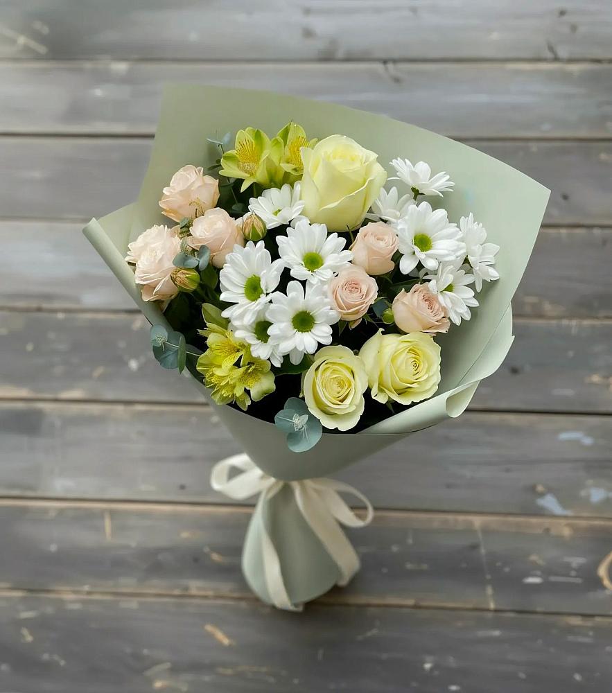 Букет цветов из: Альстромерии, Розы и Хризантемы в Емельяново