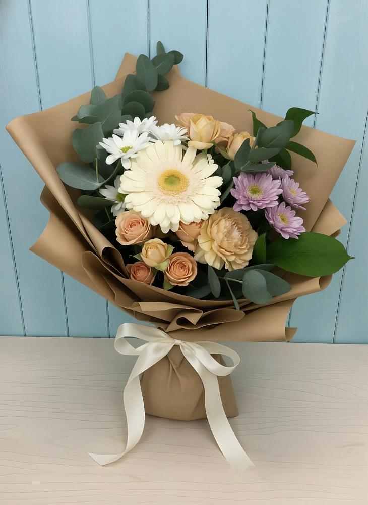 Букет цветов из: Герберы и Хризантемы в Емельяново