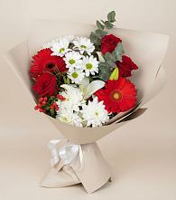 Букет цветов из:  Розы, Хризантемы, Герберы и Лилии в Емельяново