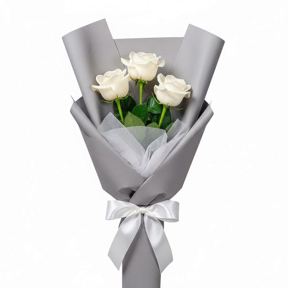 Букет 3 белые розы в Емельяново