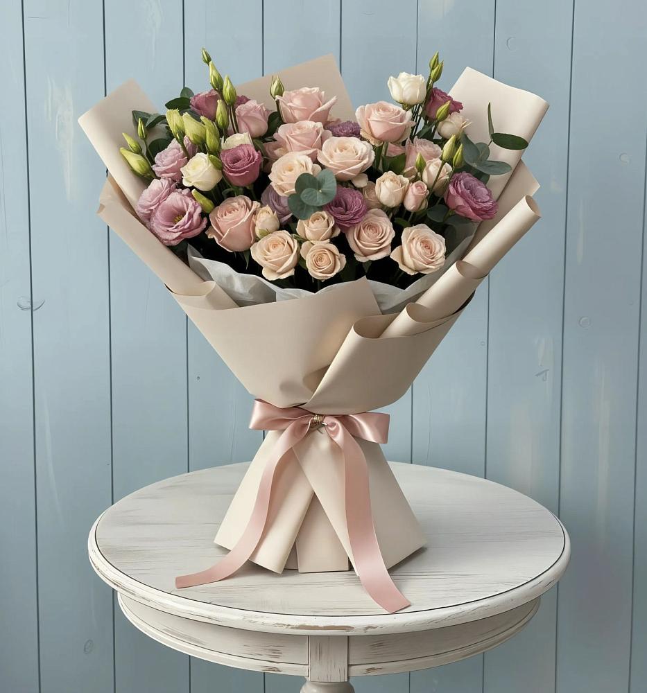 Букет цветов из: Розы и Лизиантусы в Емельяново