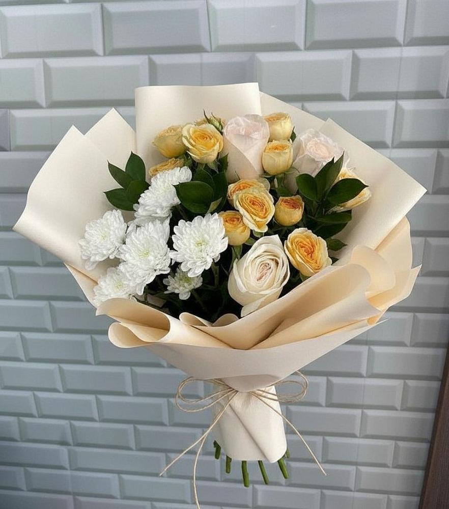 Букет цветов из: Розы и Хризантемы в Емельяново