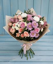 Букет цветов из:  Хризантемы, Розы и Альстромерии в Емельяново