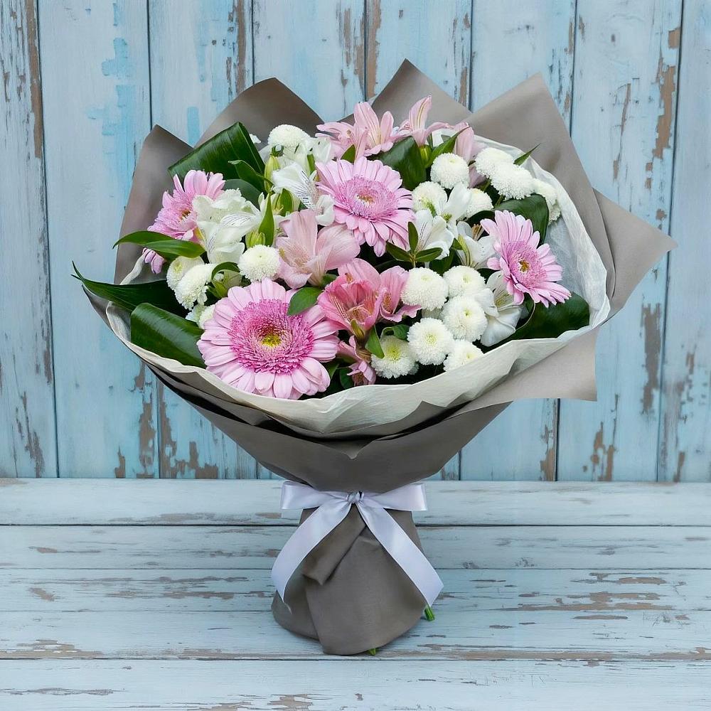 Букет цветов из: Герберы, Альстромерии и Хризантемы в Емельяново