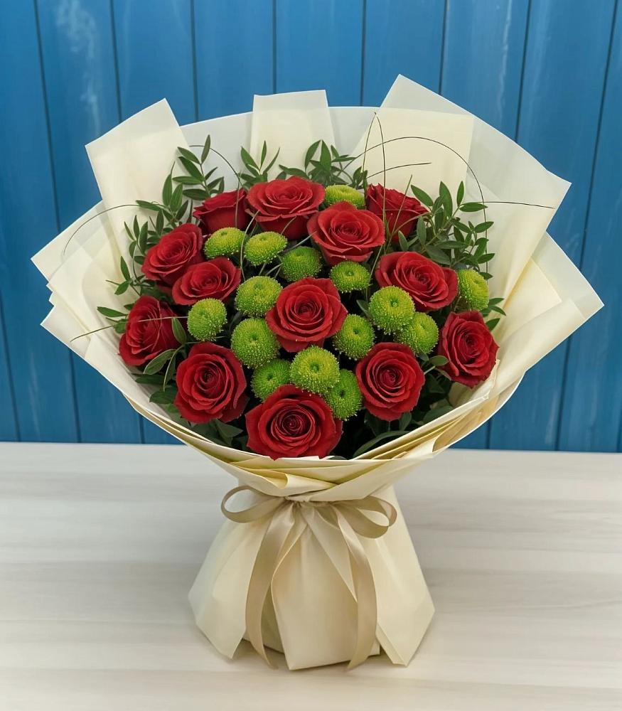 Букет цветов из: Розы и Хризантемы в Емельяново