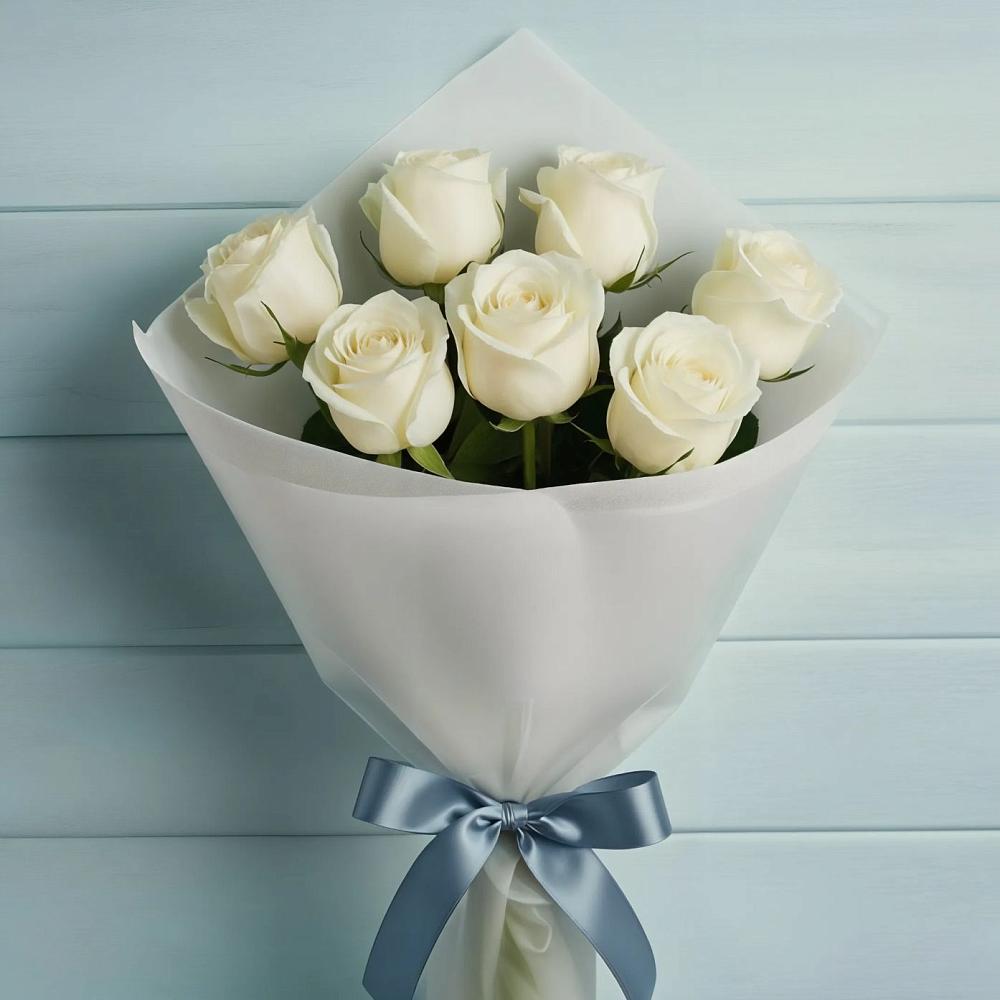 Букет 7 Белых роз Эдлесс Лав в Емельяново