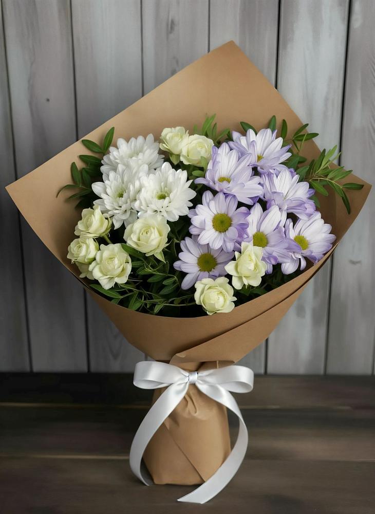 Букет цветов из: Хризантемы и Розы в Емельяново